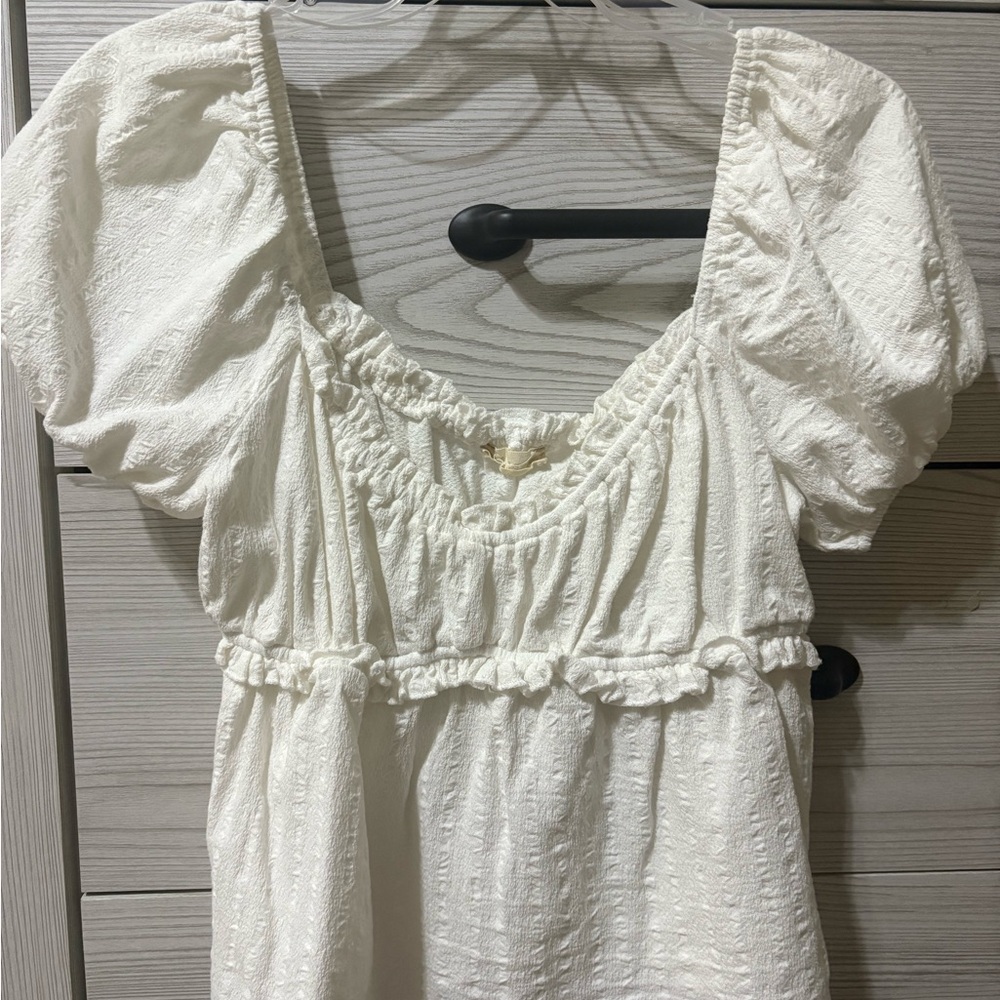 SOLD Altar'd State Cream Puff Sleeve Blouse with Ruched Details